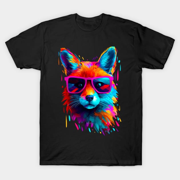 Fox in sunglasses T-Shirt by NemfisArt